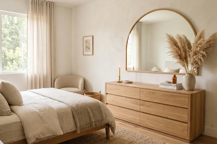 Curved bedroom mirror