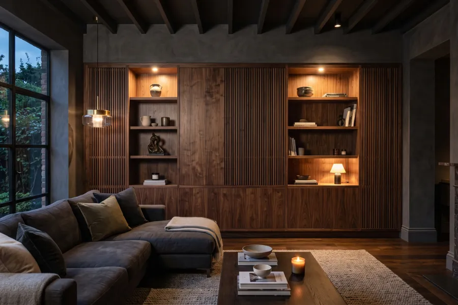 Dark walnut cabinets