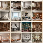 Interior design styles collage