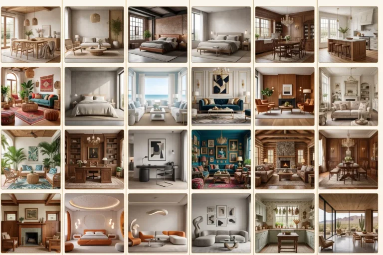 Interior design styles collage