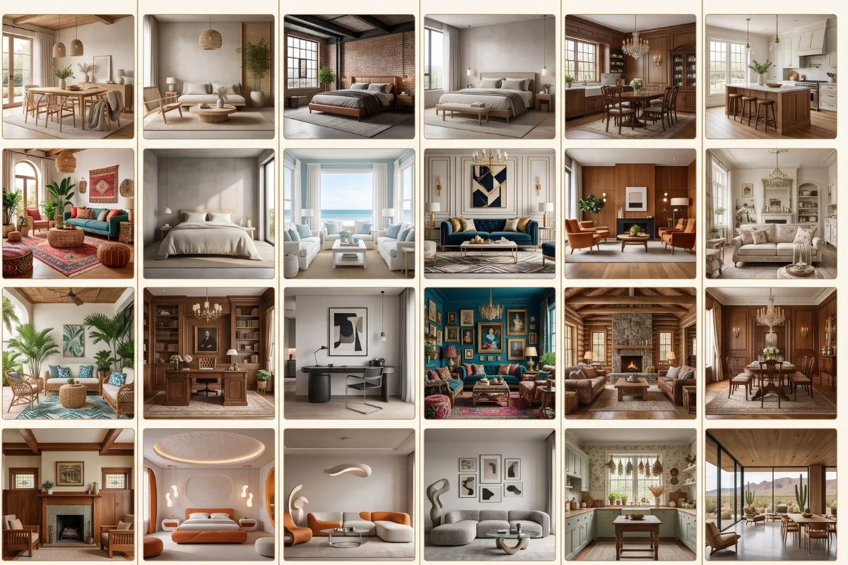 Interior design styles collage