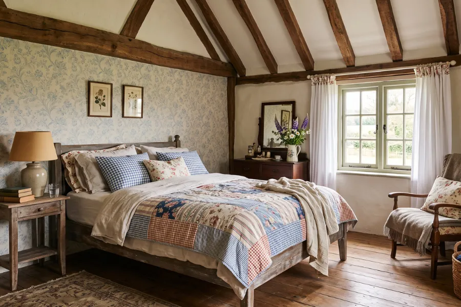 Rustic farmhouse bedroom wallpaper