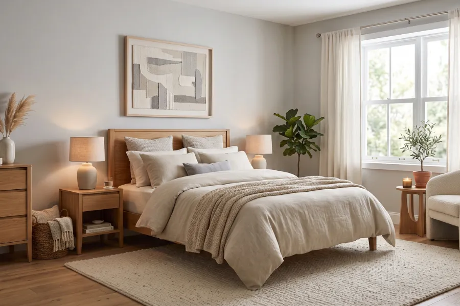 Gray oatmeal bedroom