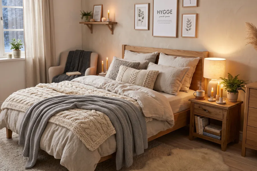 Hygge bedroom decor