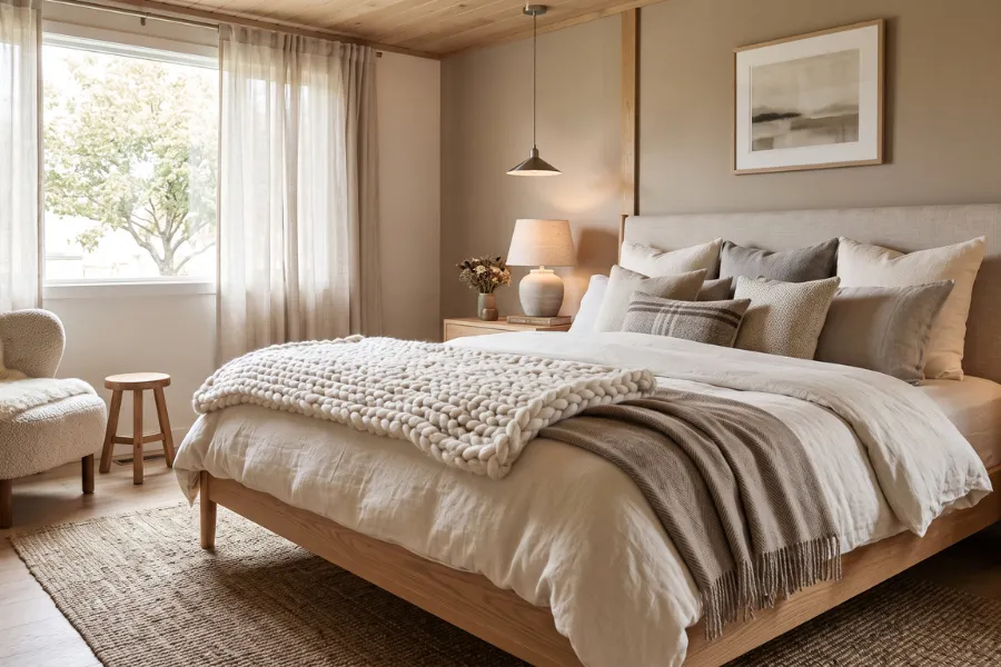 Knit throw bedroom
