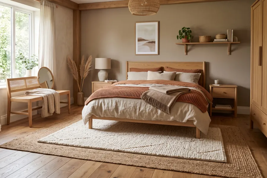 Layered jute rug