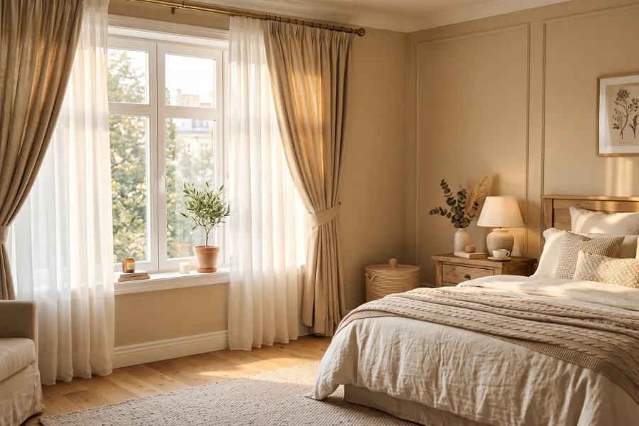 Layered window curtains