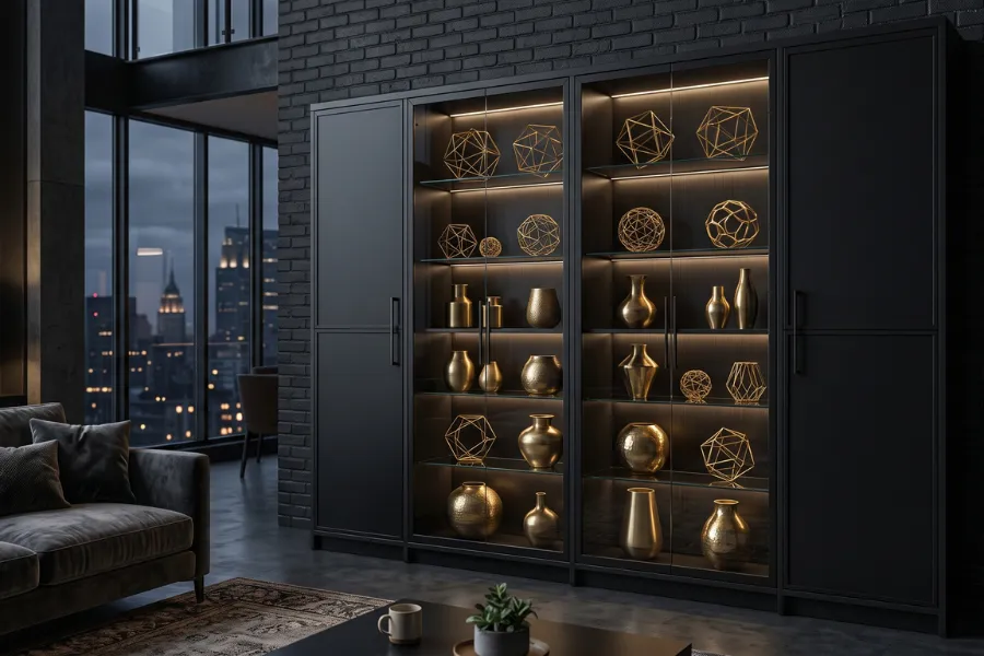 Matte black cabinets