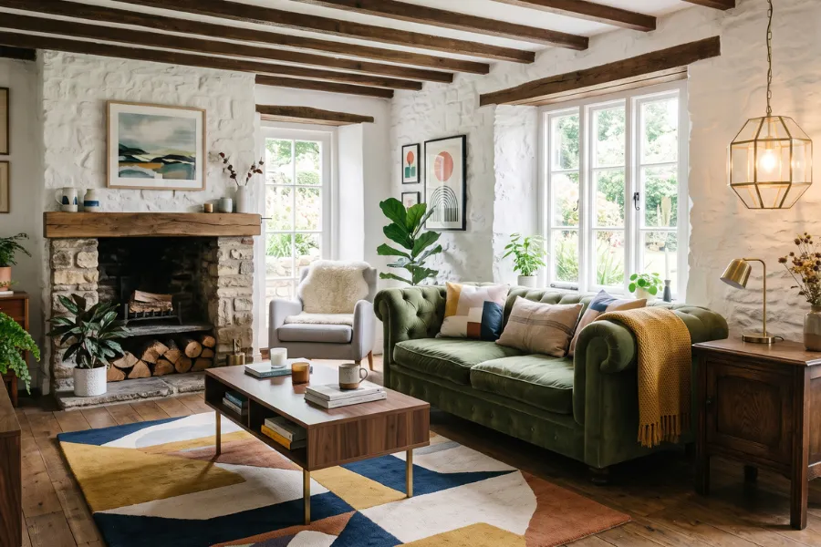 modern cottage interior design blend