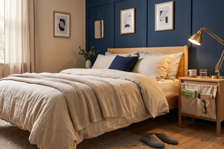 navy bedside organizer