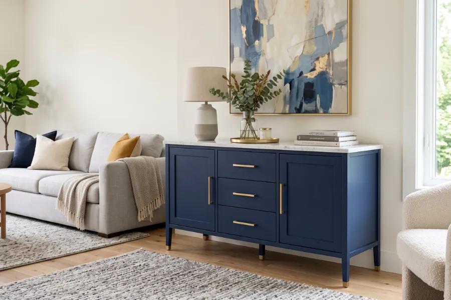 Navy blue cabinets