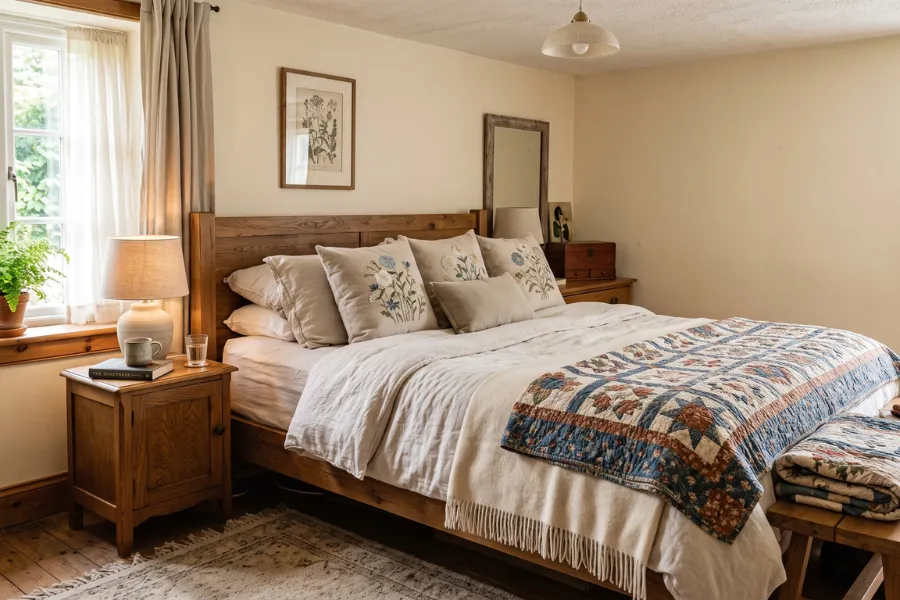 Patterned bedroom quilt