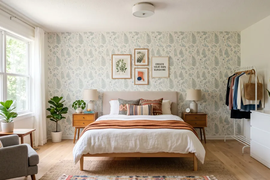 Peel and stick wallpaper bedroom wall