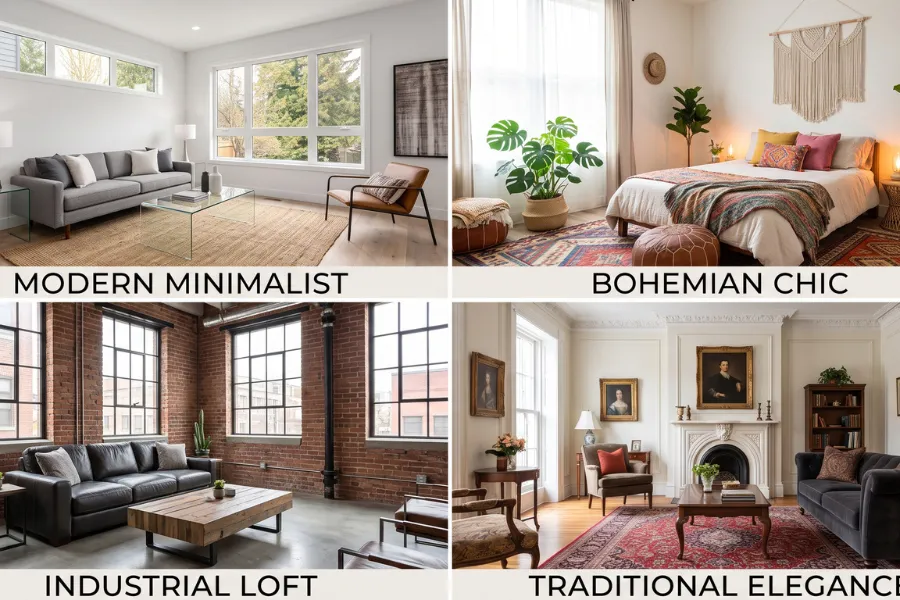 Interior design style collage