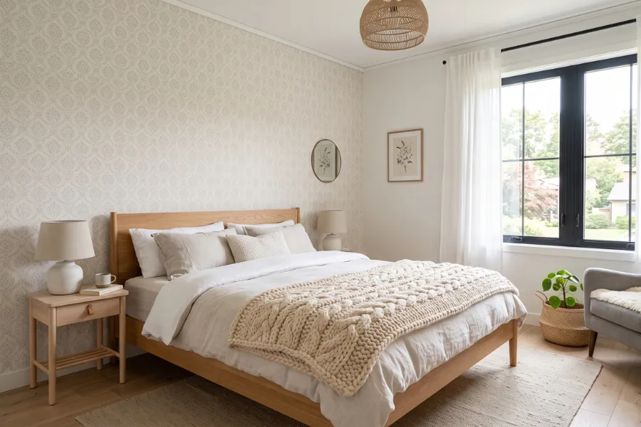 Scandinavian pattern bedroom wallpaper