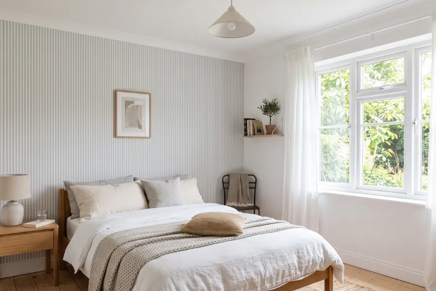 Small bedroom wallpaper decor for space