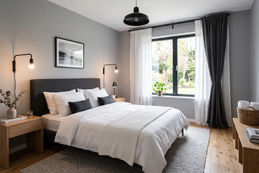 gray bedroom walls
