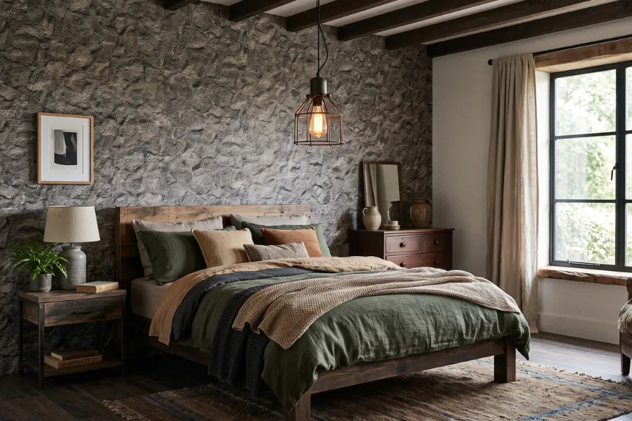 Stone texture wallpaper for bedroom