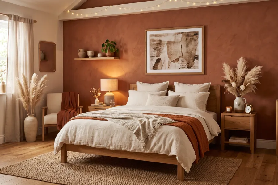 Terracotta bedroom wall