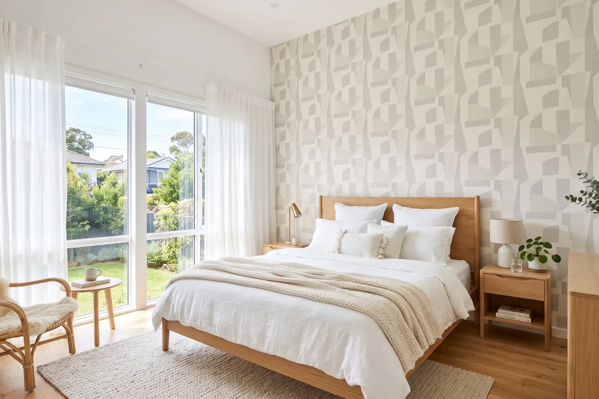 Scandinavian bedroom wallpaper decor