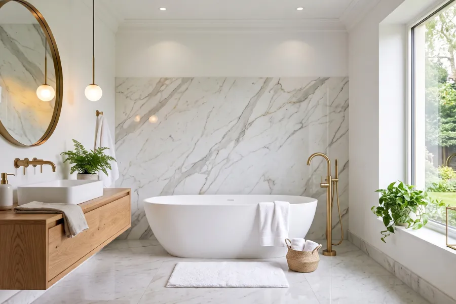 Calacatta marble accent wall