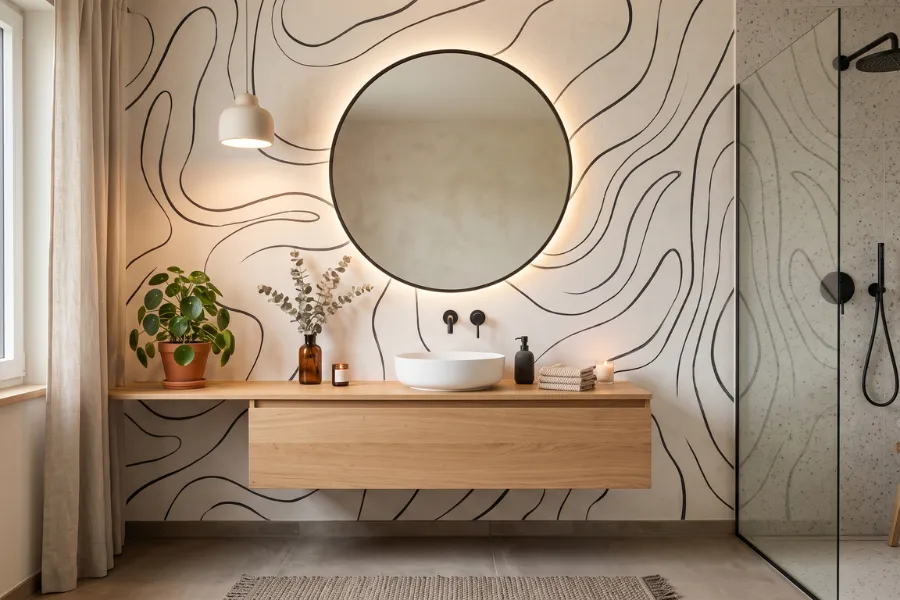 Abstract bathroom wallpaper art