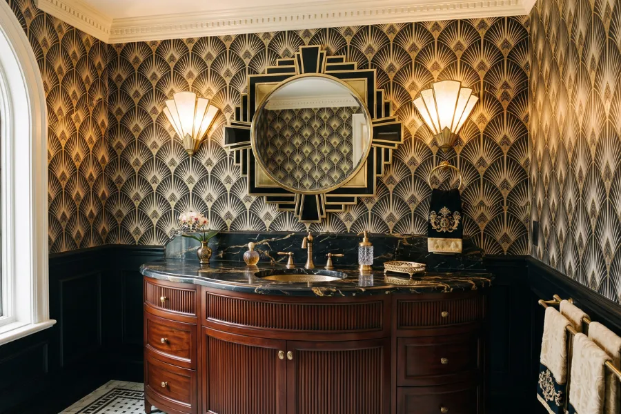 Art deco bathroom wallpaper
