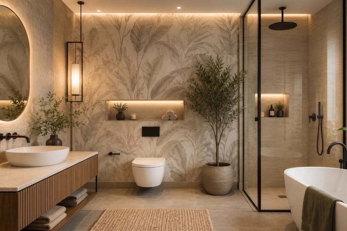 Modern bathroom wallpaper ideas