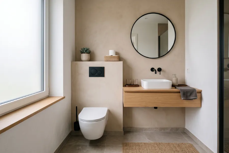 Behind toilet accent wall