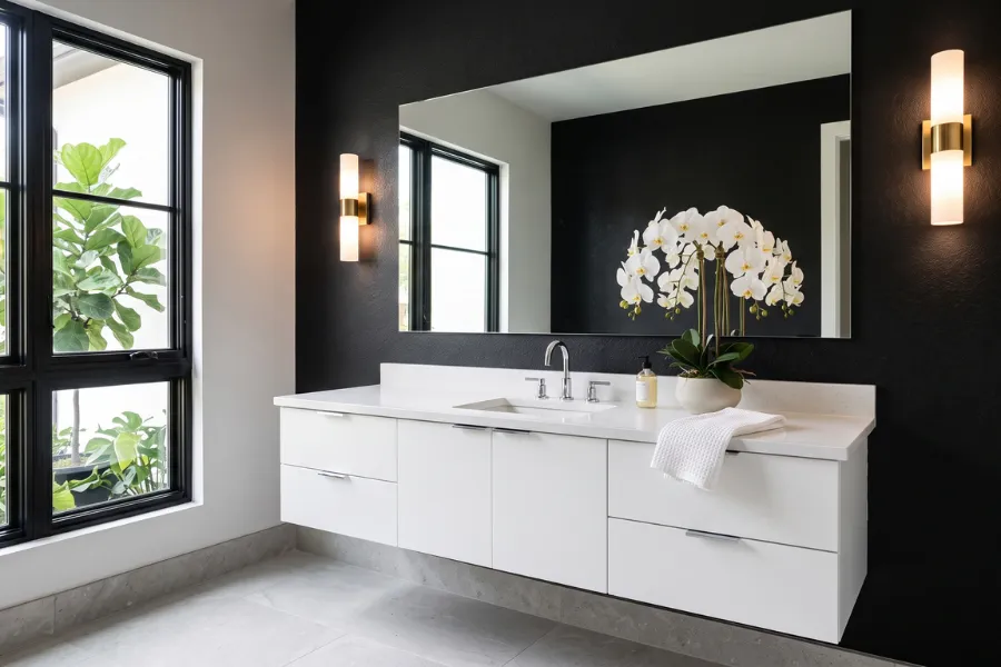 Black painted accent wall
