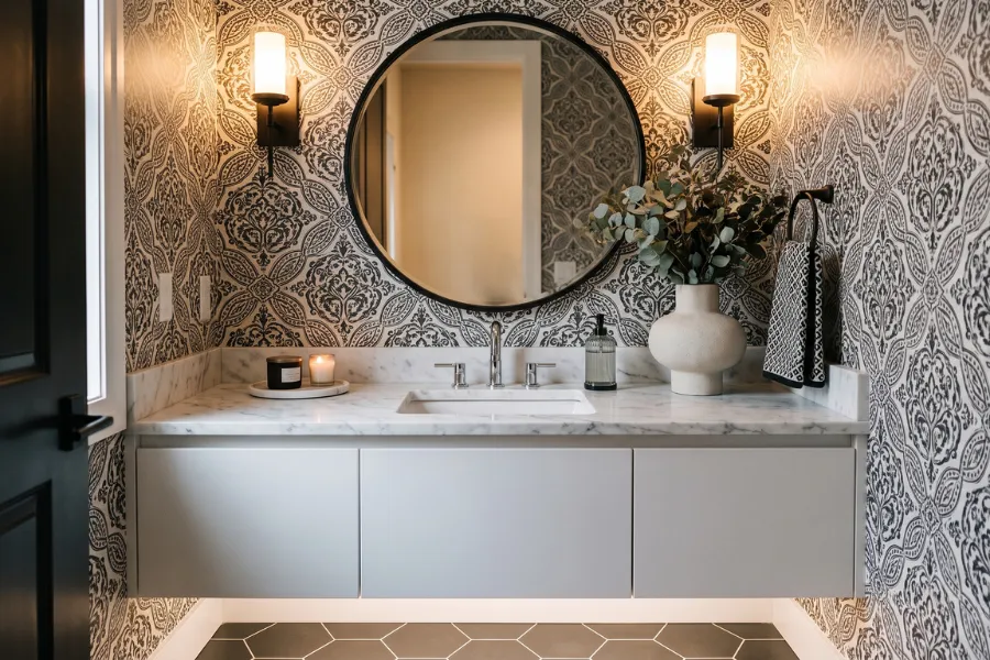 Black white accent wall