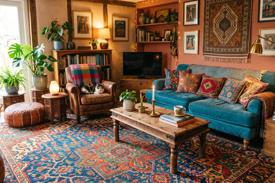 Colorful handmade living carpet