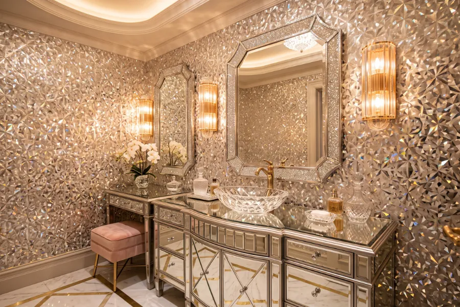 Crystal pattern bathroom wallpaper