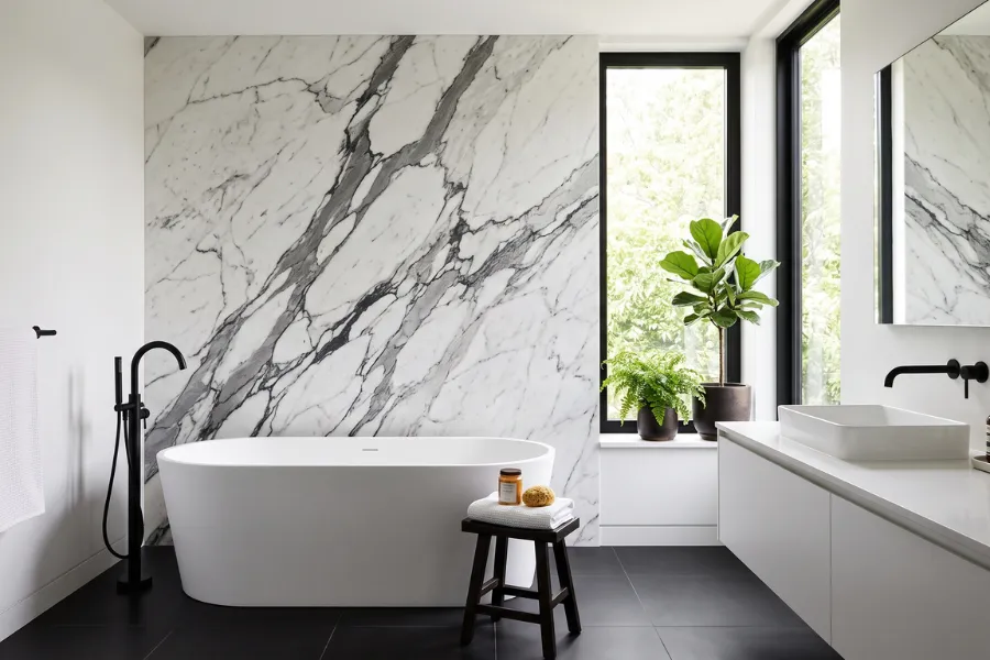 Dramatic marble accent wall