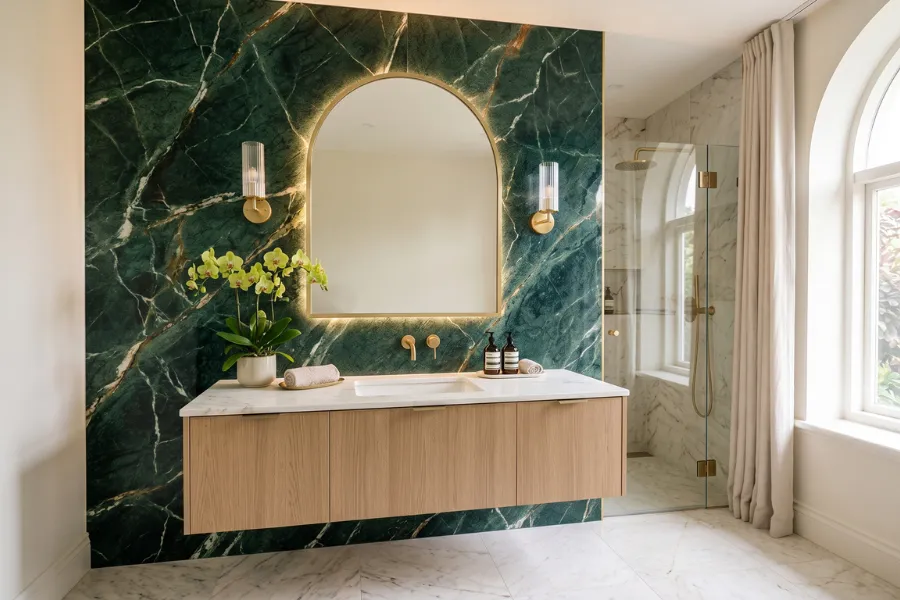 Emerald green accent wall
