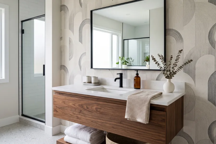 Geometric wallpaper accent