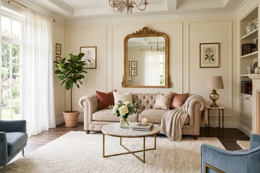 Ivory plush living carpet