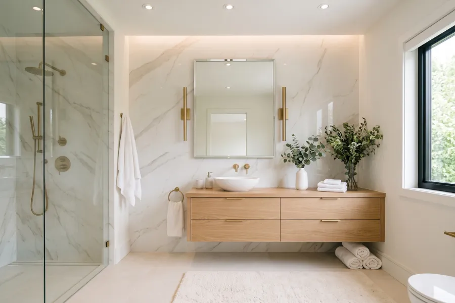 Large porcelain accent wall