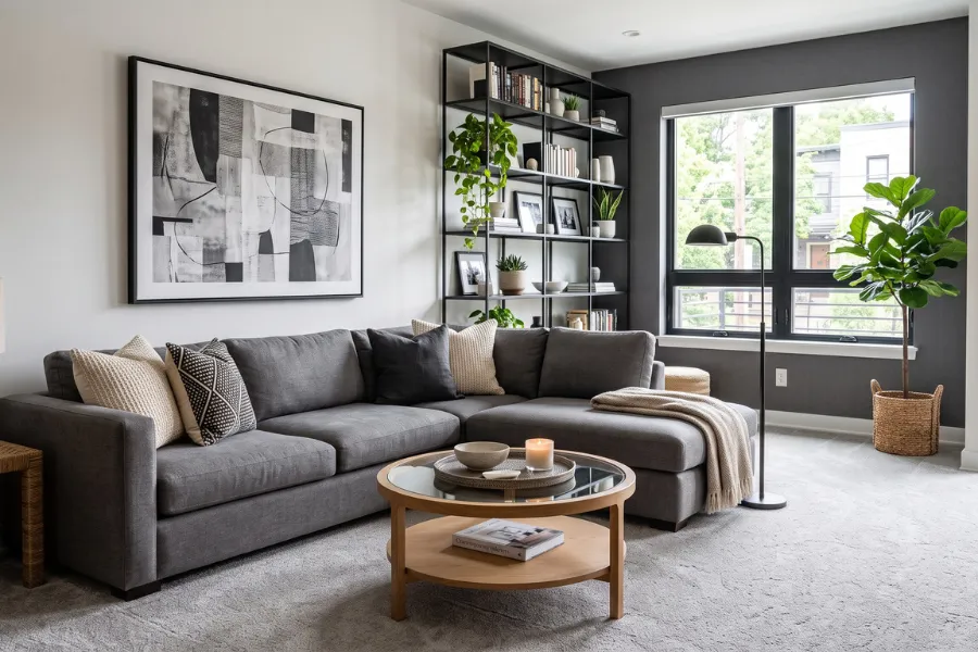 Light gray living carpet