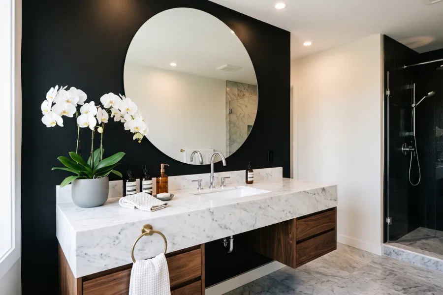 Matte black accent wall