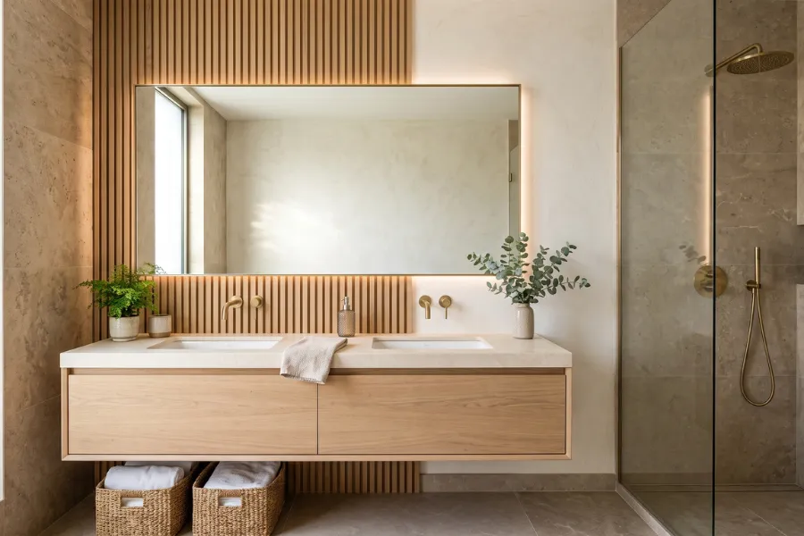 Mixed material accent wall