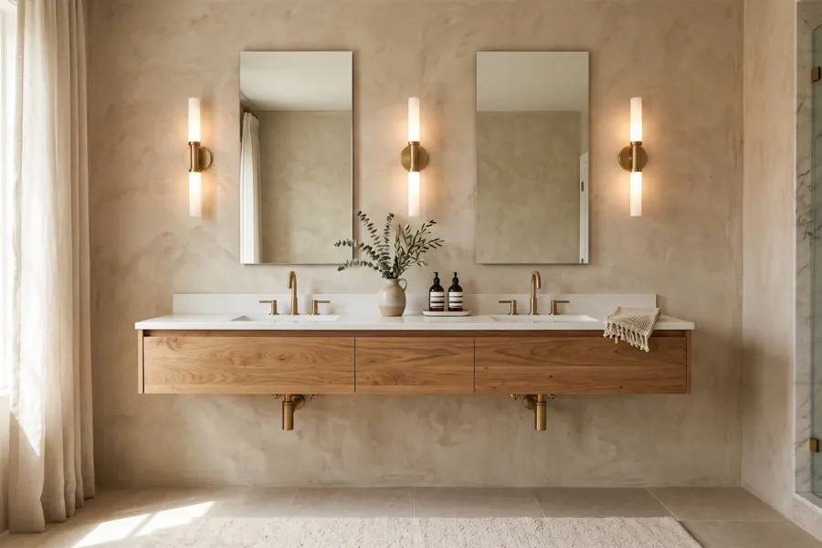 Modern vanity accent wall