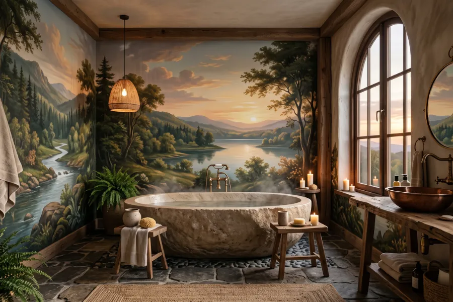 Mural bathroom wallpaper idea
