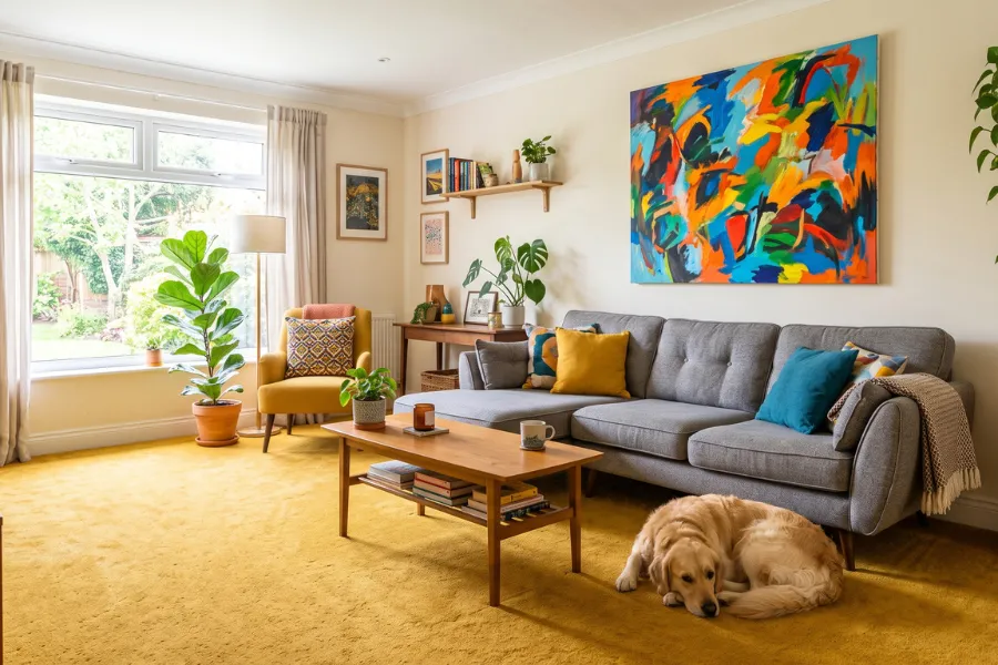 Mustard yellow carpet idea