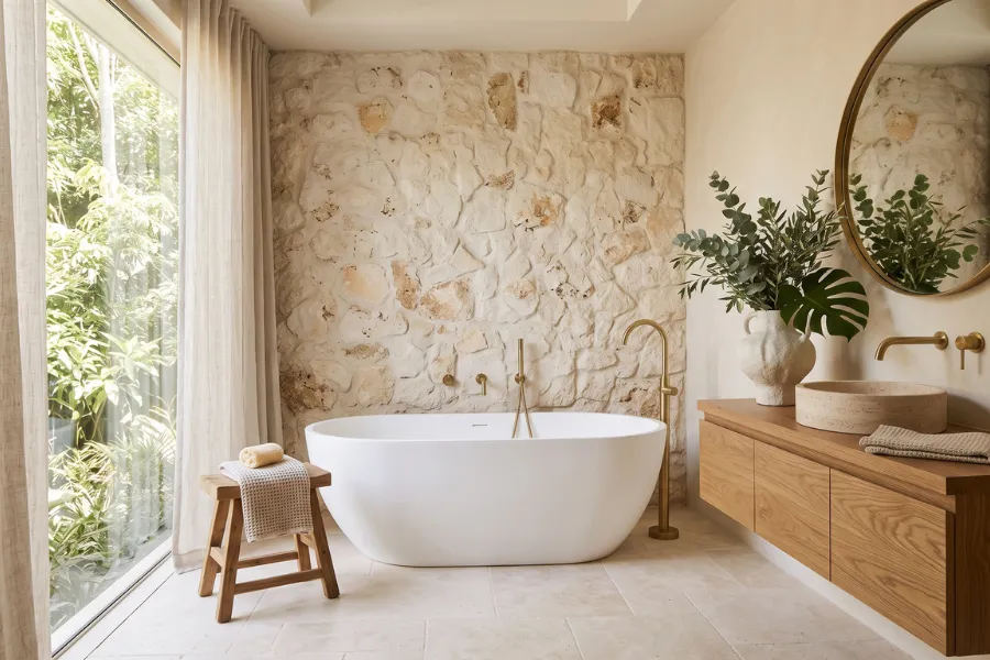 Natural stone accent wall