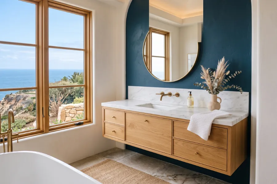 Navy blue accent wall