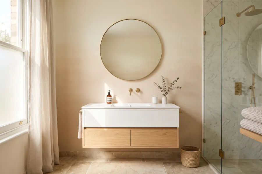 Ombre bathroom accent wall