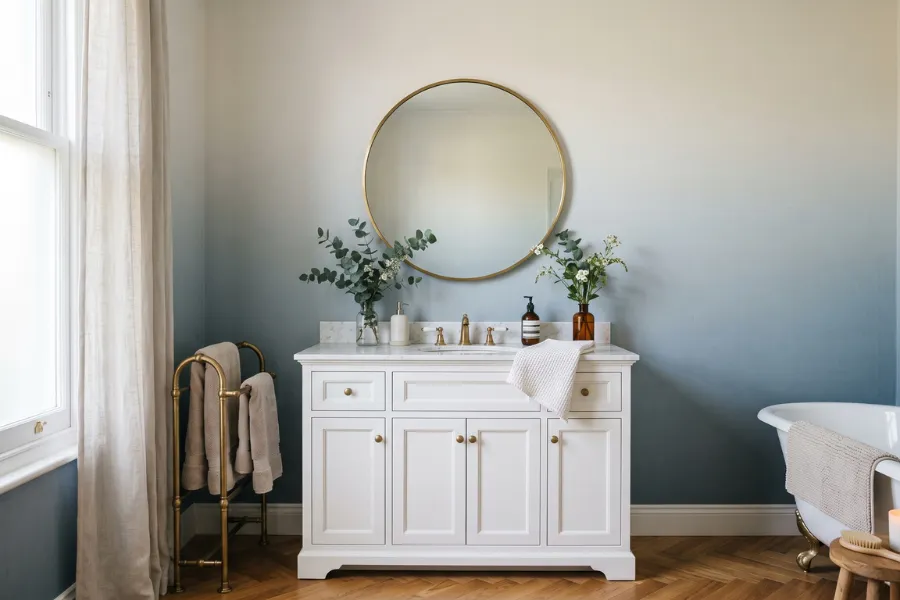 Ombre gradient bathroom wallpaper