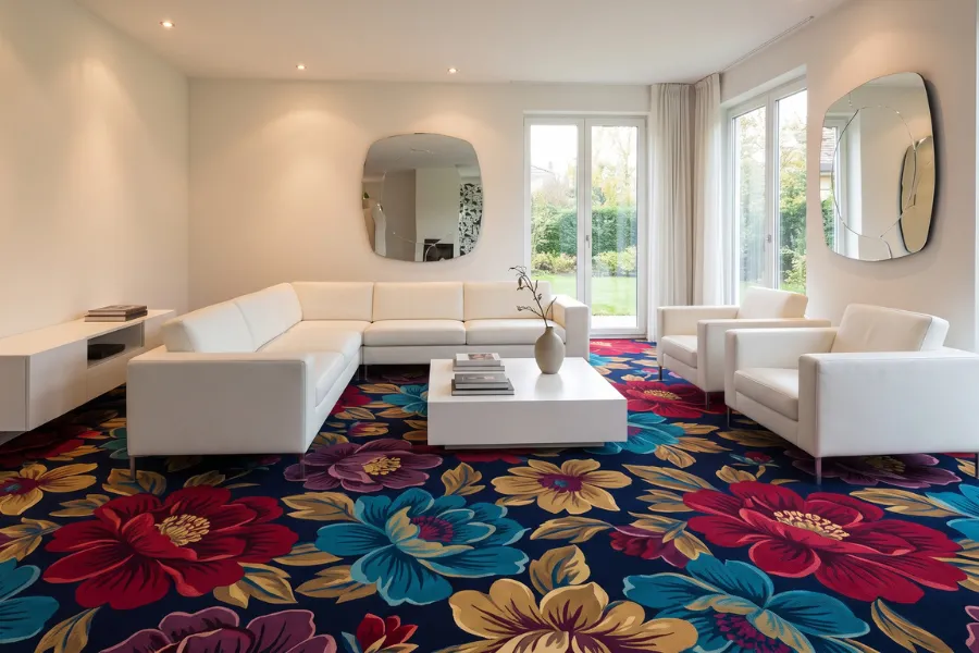 Oversized floral living carpet