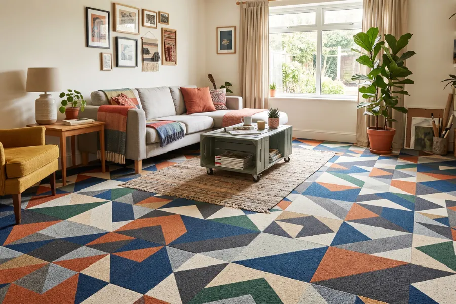 Peel stick carpet tiles